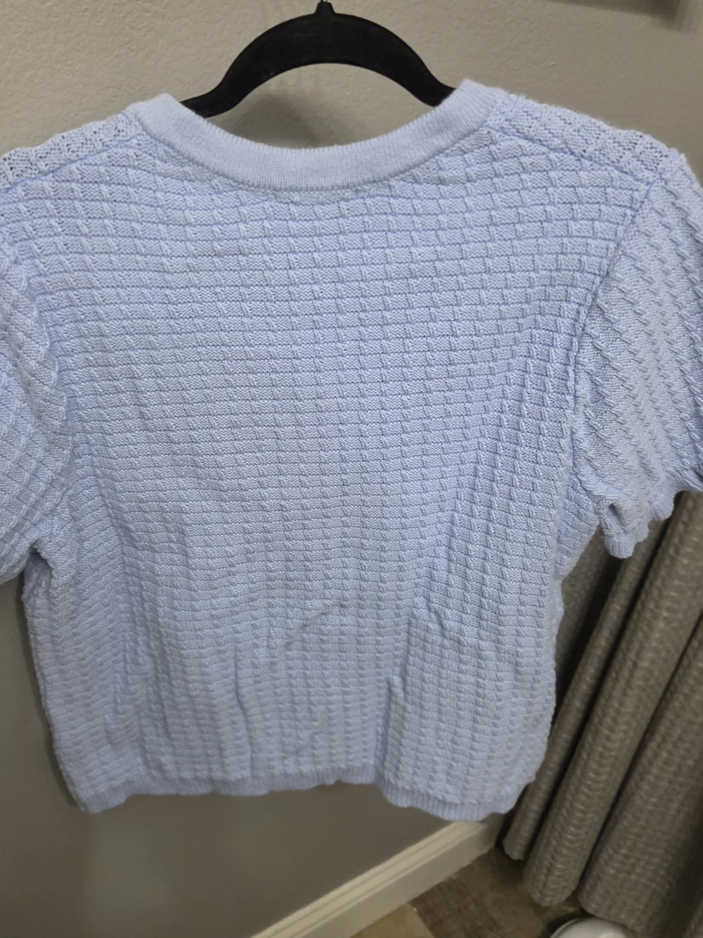 Light Blue Women's Button-Front Textured Cardigan Sweater